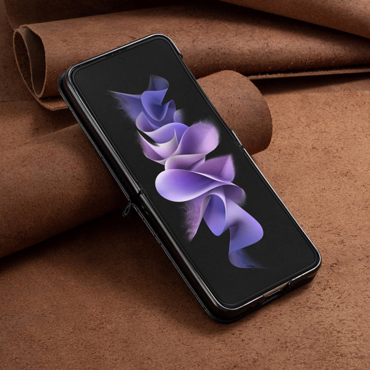 For Samsung Galaxy Z Flip5 Elegant Rhombic Texture Leather Phone Case(Black) - Galaxy Z Flip5 Cases by buy2fix | Online Shopping UK | buy2fix