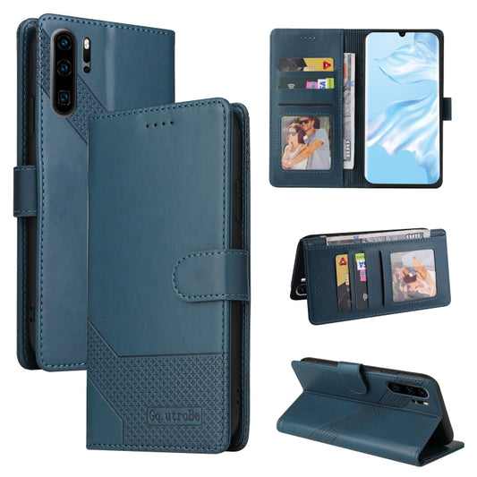 For Huawei P30 Pro GQUTROBE Skin Feel Magnetic Leather Phone Case(Blue) - Huawei Cases by GQUTROBE | Online Shopping UK | buy2fix