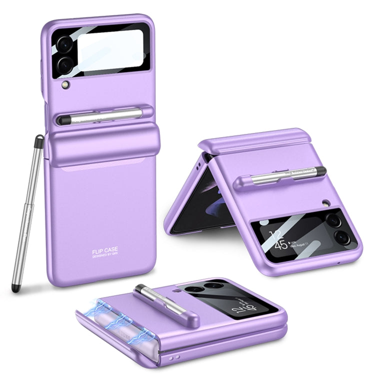 For Samsung Galaxy Z Flip4 GKK Magnetic Full Coverage Phone Flip Case with Pen(Purple) - Galaxy Z Flip4 5G Cases by GKK | Online Shopping UK | buy2fix