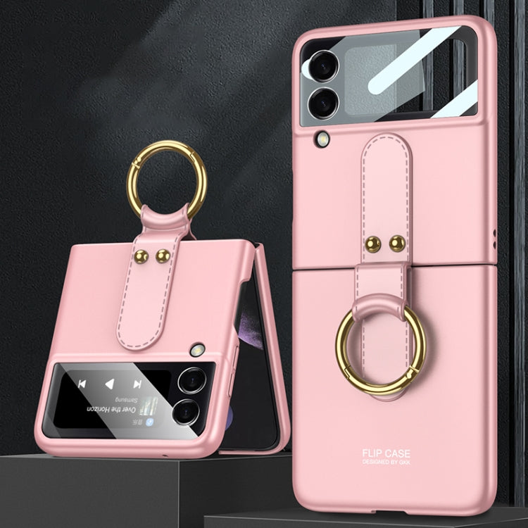 For Samsung Galaxy Z Flip4 GKK Ultra-thin PC Full Coverage Phone Flip Case with Ring Holder(Pink) - Galaxy Z Flip4 5G Cases by GKK | Online Shopping UK | buy2fix