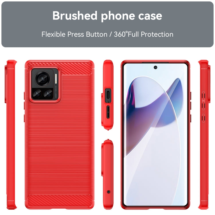 For Motorola Moto X30 Pro/Edge 30 Ultra Brushed Texture Carbon Fiber TPU Phone Case(Red) - Motorola Cases by buy2fix | Online Shopping UK | buy2fix