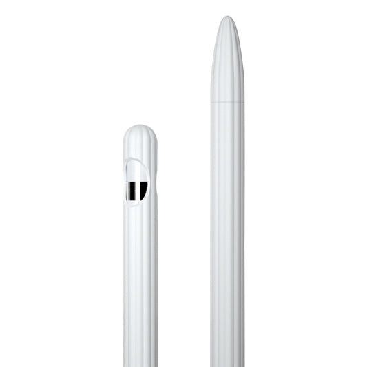 3 in 1 Striped Liquid Silicone Stylus Case with Two Tip Caps For Apple Pencil 2(White) - Pencil Accessories by buy2fix | Online Shopping UK | buy2fix