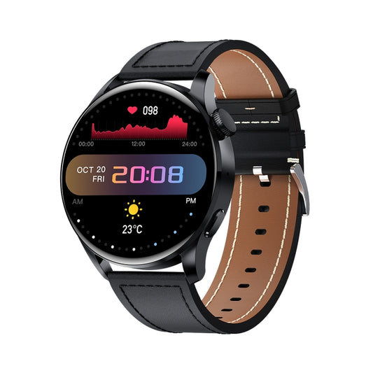 GW69 Smart Watch, Support BT Call / Heart Rate / Blood Pressure / Blood Oxygen(Black + Leather Strap Black) - Smart Wear by buy2fix | Online Shopping UK | buy2fix