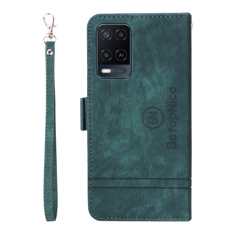 For OPPO A54 4G / A16 / A16s BETOPNICE Dual-side Buckle Leather Phone Case(Green) - OPPO Cases by BETOPNICE | Online Shopping UK | buy2fix