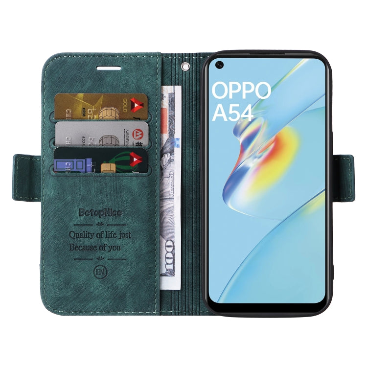 For OPPO A54 4G / A16 / A16s BETOPNICE Dual-side Buckle Leather Phone Case(Green) - OPPO Cases by BETOPNICE | Online Shopping UK | buy2fix