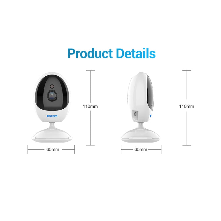 ESCAM QF006 3MP 1296P HD Indoor Wireless PTZ IP Camera IR Night Vision AI Humanoid Detection Home Security CCTV Monitor, Plug Type:US Plug(White) - Mini Camera by ESCAM | Online Shopping UK | buy2fix