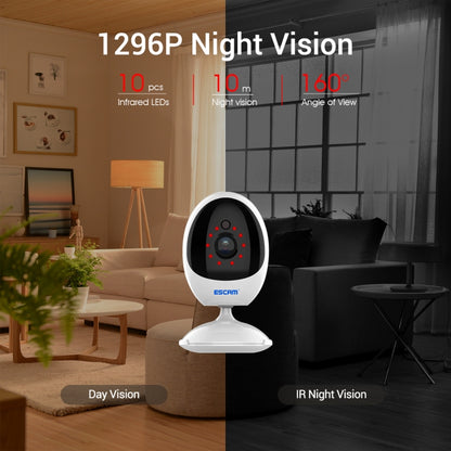 ESCAM QF006 3MP 1296P HD Indoor Wireless PTZ IP Camera IR Night Vision AI Humanoid Detection Home Security CCTV Monitor, Plug Type:US Plug(White) - Mini Camera by ESCAM | Online Shopping UK | buy2fix