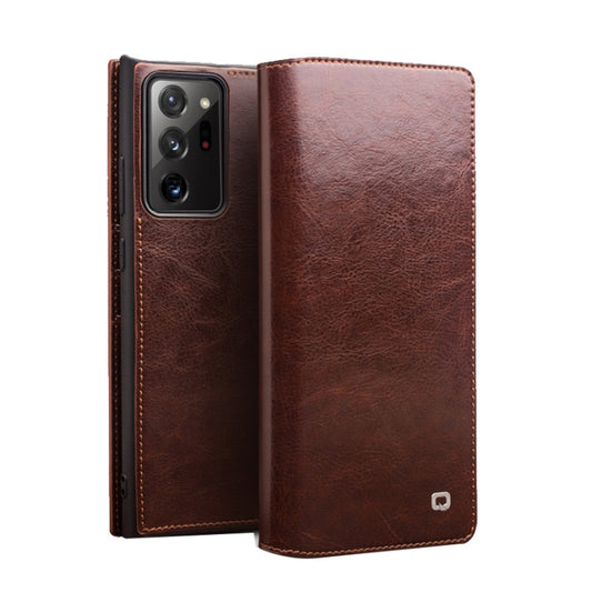 For Samsung Galaxy Note20 Ultra QIALINO Genuine Leather Phone Case(Brown) - Galaxy Note20 Ultra Cases by QIALINO | Online Shopping UK | buy2fix