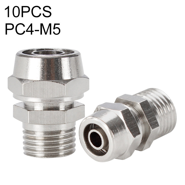 PC4-M5 LAIZE 10pcs Nickel Plated Copper Pneumatic Quick Fitting Connector - Interface Series by LAIZE | Online Shopping UK | buy2fix