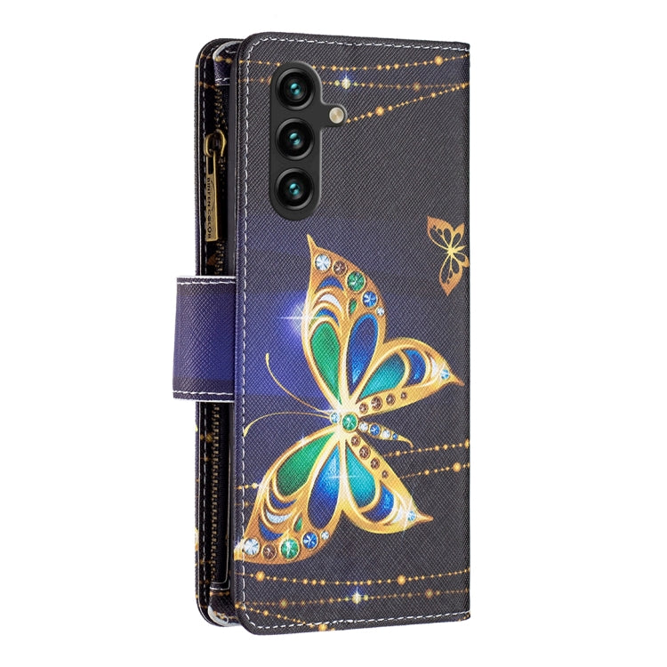 For Samsung Galaxy A14 5G Colored Drawing Pattern Zipper Leather Phone Case(Big Butterfly) - Galaxy Phone Cases by buy2fix | Online Shopping UK | buy2fix