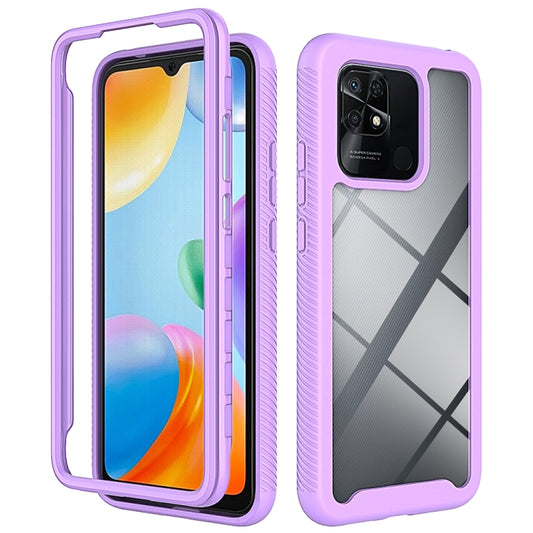 For Xiaomi Redmi 10C Starry Sky Solid Color Shockproof TPU Clear PC Phone Case(Purple) - Xiaomi Cases by buy2fix | Online Shopping UK | buy2fix
