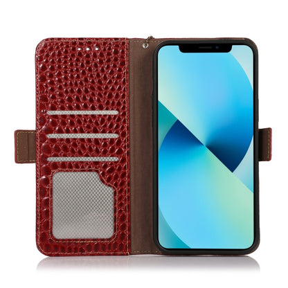 For Motorola Moto E22/E22i Crocodile Top Layer Cowhide Leather Phone Case(Red) - Motorola Cases by buy2fix | Online Shopping UK | buy2fix