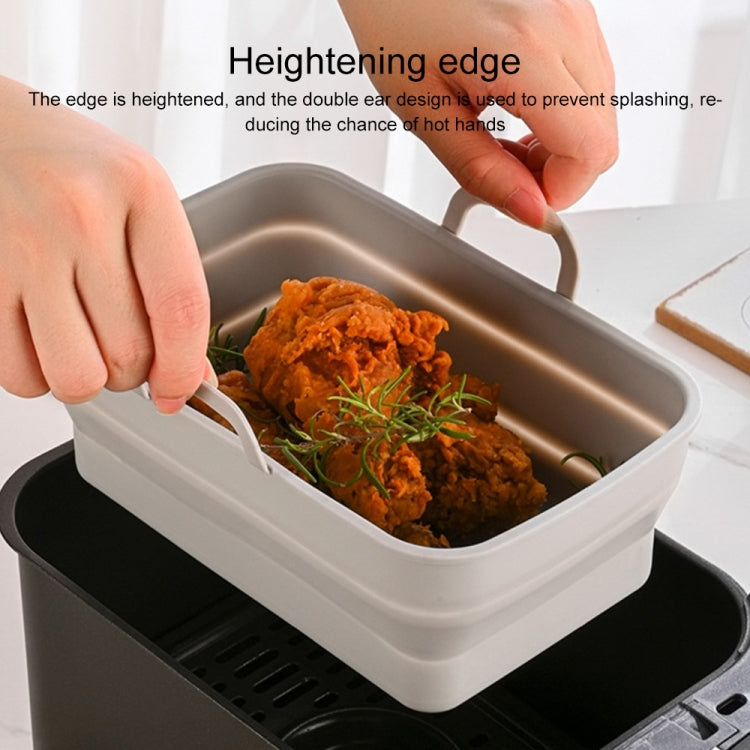 Rectangular Double Pull Basket Foldable Silicone Air Fryer Baking Pan(Black) - Home & Garden by buy2fix | Online Shopping UK | buy2fix