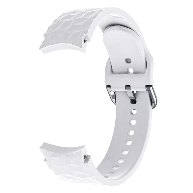 For Samsung Galaxy Watch 5 / Watch 5 Pro Rhombus Texture Silicone Watch Band(White) - Watch Bands by buy2fix | Online Shopping UK | buy2fix