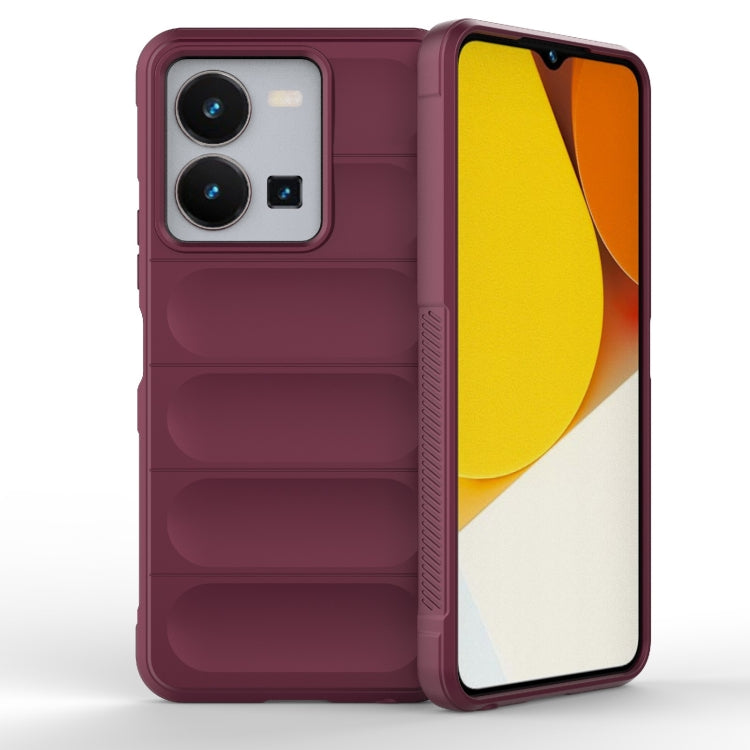 For vivo Y35 4G Global Magic Shield TPU + Flannel Phone Case(Wine Red) - OPPO & vivo Accessories by buy2fix | Online Shopping UK | buy2fix