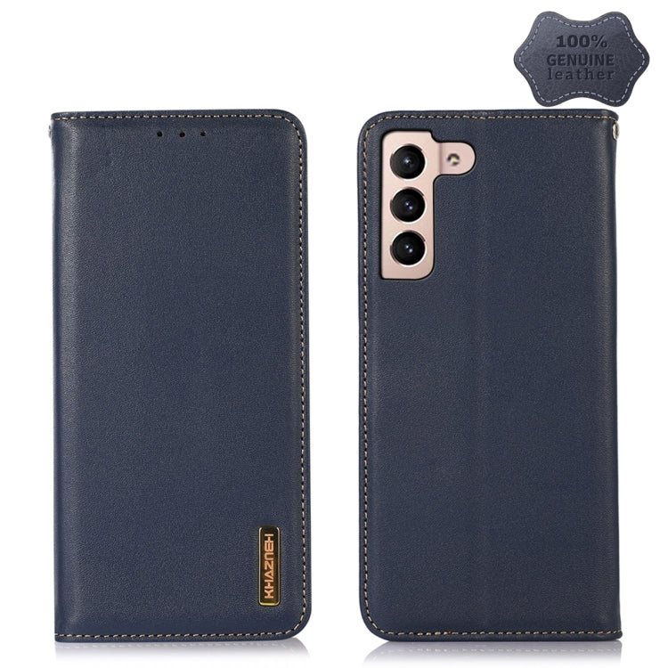 For Samsung Galaxy S23+ 5G KHAZNEH Nappa Top Layer Cowhide Leather Phone Case(Blue) - Galaxy S23+ 5G Cases by buy2fix | Online Shopping UK | buy2fix