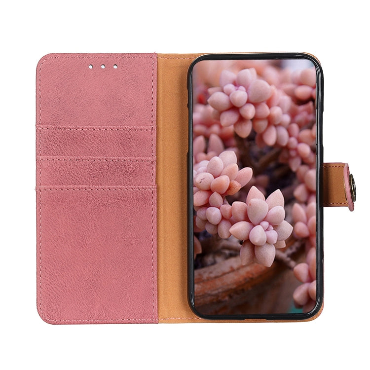 For Samsung Galaxy A14 5G KHAZNEH Cowhide Texture Horizontal Flip Leather Phone Case(Pink) - Galaxy Phone Cases by buy2fix | Online Shopping UK | buy2fix