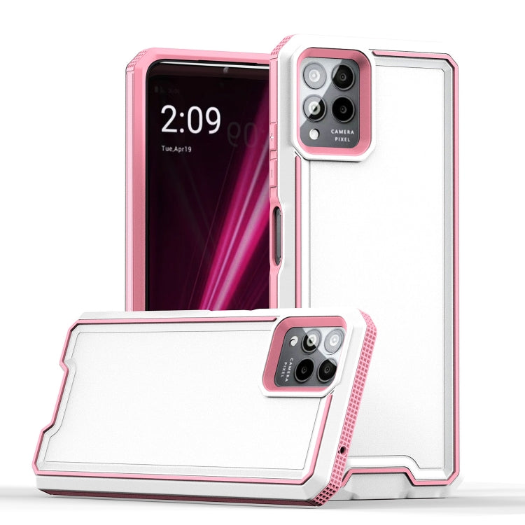 For T-Mobile Revvl 6 Pro 5G Armour Two-color TPU + PC Phone Case(White+Pink) - More Brand by buy2fix | Online Shopping UK | buy2fix