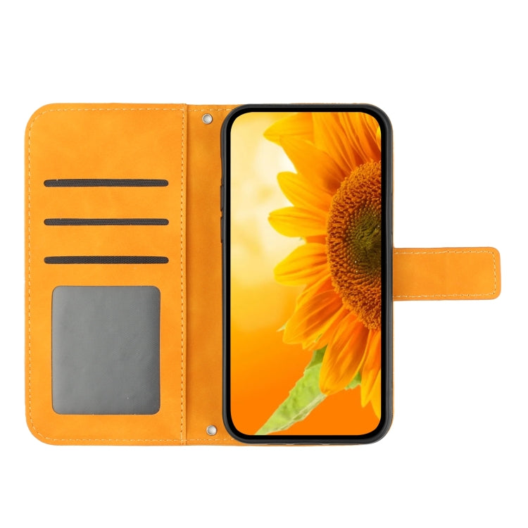 For Motorola Moto G72 5G Skin Feel Sun Flower Pattern Flip Leather Phone Case with Lanyard(Yellow) - Motorola Cases by buy2fix | Online Shopping UK | buy2fix