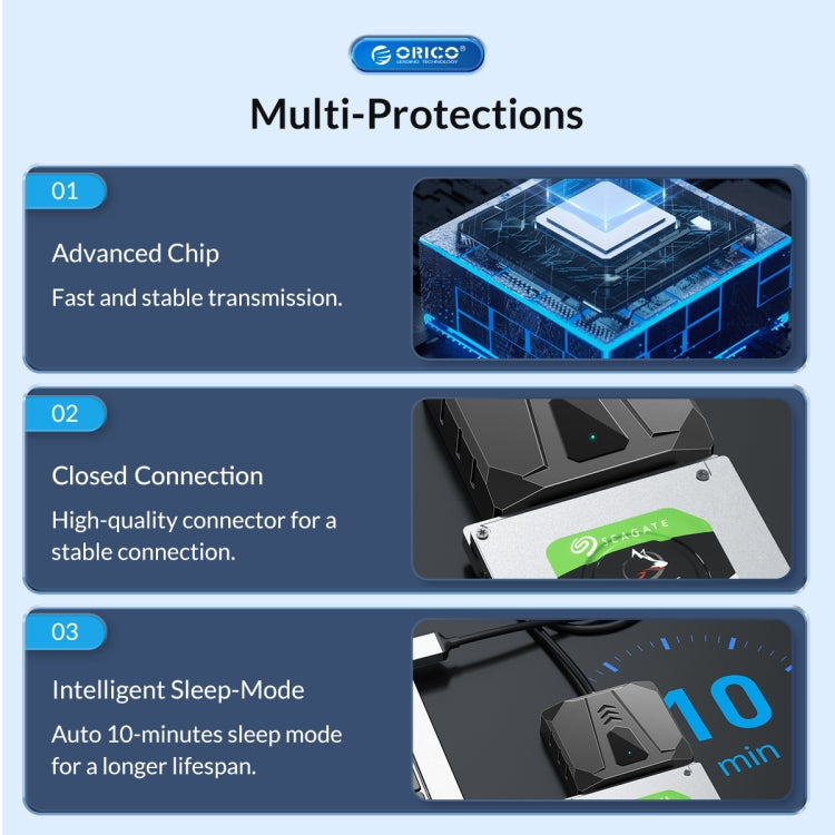 ORICO UTS2 USB 3.0 2.5-inch SATA HDD Adapter with 12V 2A Power Adapter, Cable Length:0.3m(EU Plug) - USB to IDE / SATA by ORICO | Online Shopping UK | buy2fix