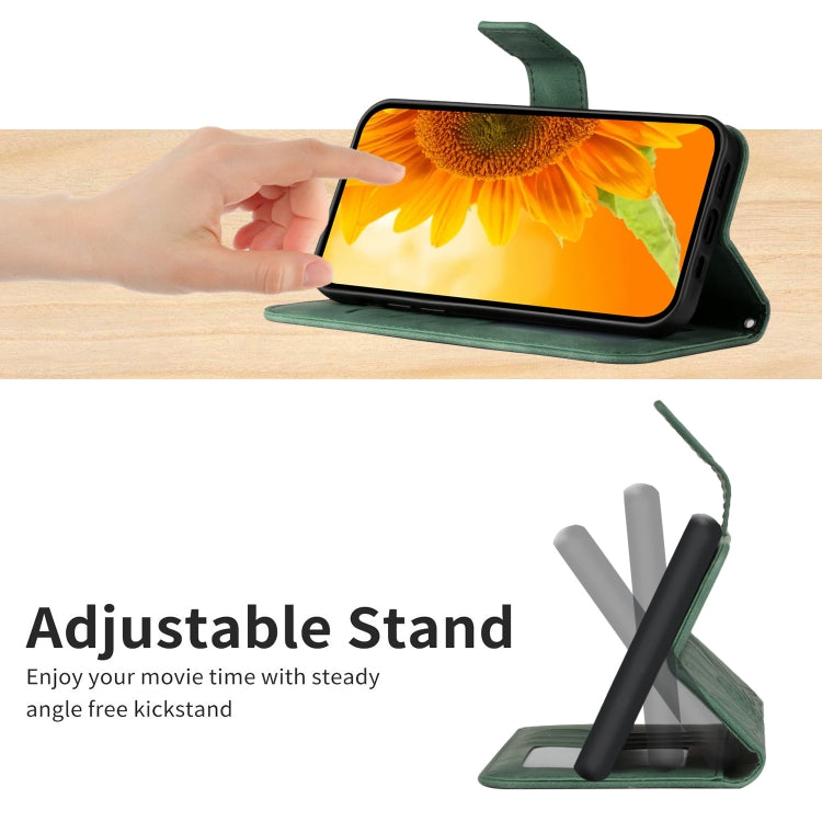 For T-Mobile Revvl 6 Pro 5G Skin Feel Sun Flower Pattern Flip Leather Phone Case with Lanyard(Green) - More Brand by buy2fix | Online Shopping UK | buy2fix