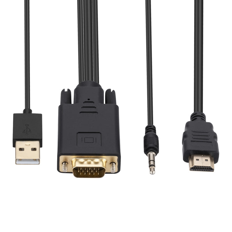 VGA to HDMI Adapter Cable with Audio Band Power Supply, Length: 1.8m(Black) - Cable by buy2fix | Online Shopping UK | buy2fix