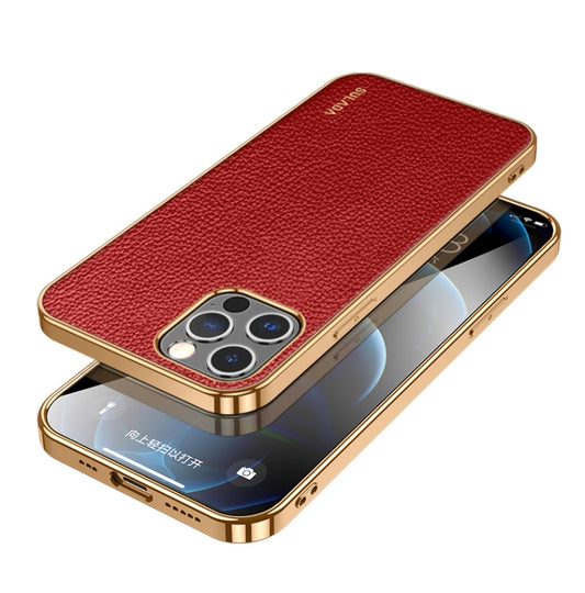For iPhone 14 Pro SULADA Shockproof TPU + Handmade Leather Phone Case(Red) - iPhone 14 Pro Cases by SULADA | Online Shopping UK | buy2fix