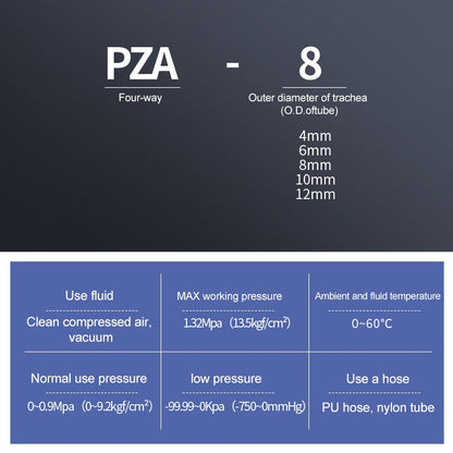 PZA-10 LAIZE 10pcs Plastic PZA Four-way Pneumatic Quick Fitting Connector -  by LAIZE | Online Shopping UK | buy2fix