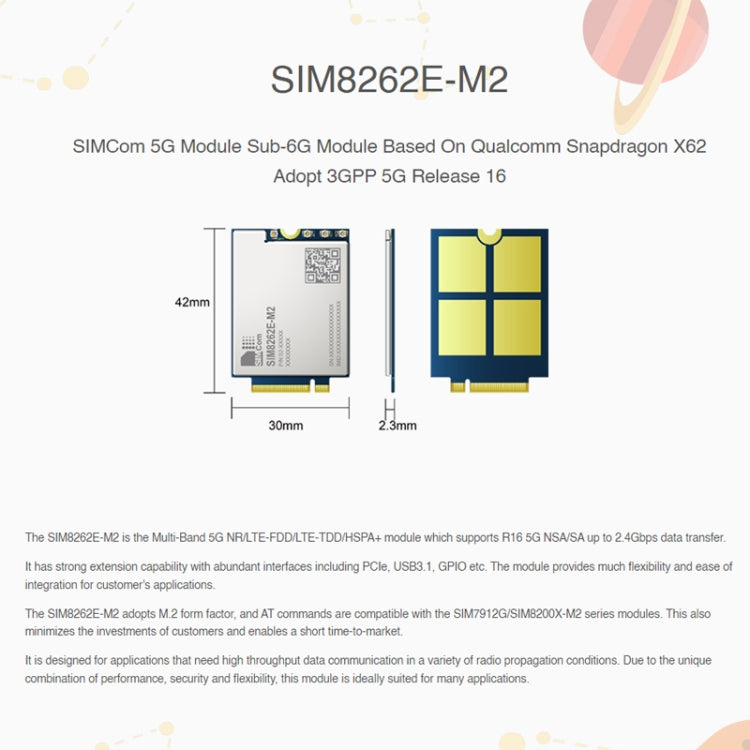 Waveshare SIM8262E-M2 SIM Card Original 5G Module Interface M.2 - Consumer Electronics by WAVESHARE | Online Shopping UK | buy2fix