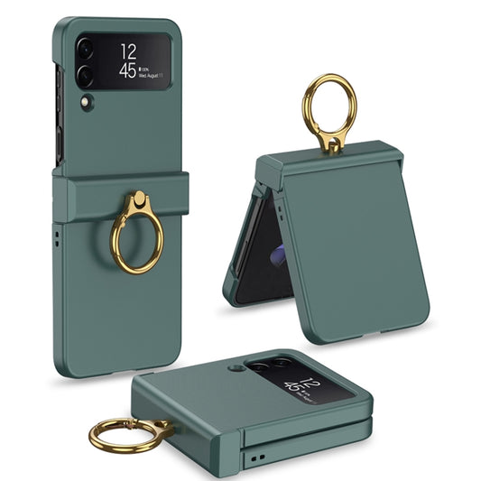 For Samsung Galaxy Z Flip4 GKK Ultrathin Hinge Full Coverage Phone Case with Ring Holder(Dark Green) - Galaxy Z Flip4 5G Cases by GKK | Online Shopping UK | buy2fix