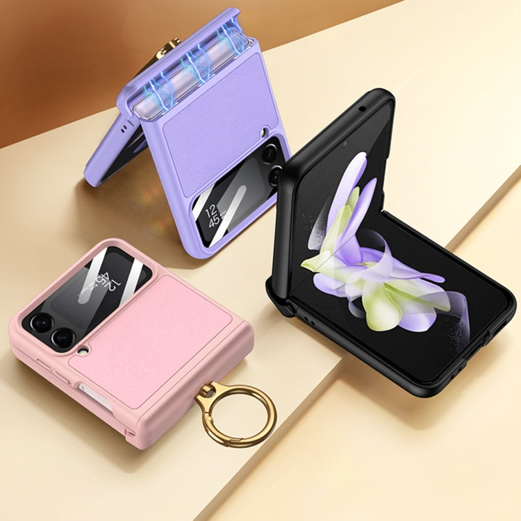 For Samsung Galaxy Z Flip4 GKK Magnetic Fold Hinge Full Coverage Phone Case with Ring Holder(Purple) - Galaxy Z Flip4 5G Cases by GKK | Online Shopping UK | buy2fix