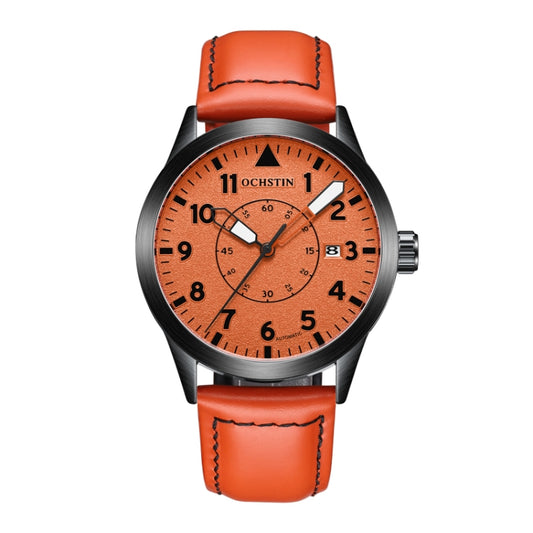 OCHSTIN 62028C Master Series Luminous Mechanical Men Watch(Orange) - Leather Strap Watches by OCHSTIN | Online Shopping UK | buy2fix