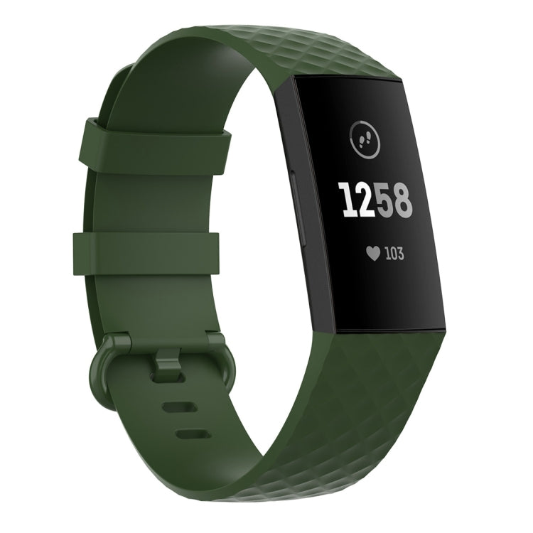 Color Buckle TPU Wrist Strap Watch Band for Fitbit Charge 4 / Charge 3 / Charge 3 SE, Size: L(Olive Green) - Smart Wear by buy2fix | Online Shopping UK | buy2fix