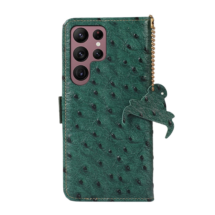 For Samsung Galaxy S23 Ultra 5G Ostrich Pattern Genuine Leather RFID Phone Case(Green) - Galaxy S23 Ultra 5G Cases by buy2fix | Online Shopping UK | buy2fix