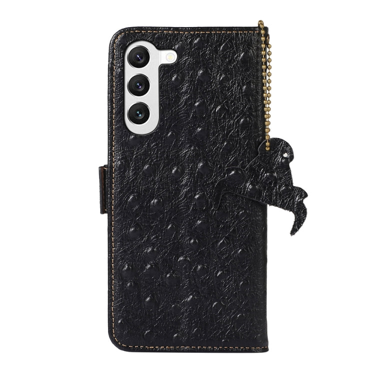 For Samsung Galaxy S22+ 5G Ostrich Pattern Genuine Leather RFID Phone Case(Black) - Galaxy S22+ 5G Cases by buy2fix | Online Shopping UK | buy2fix