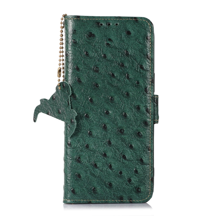 For Samsung Galaxy S22 Ultra 5G Ostrich Pattern Genuine Leather RFID Phone Case(Green) - Galaxy S22 Ultra 5G Cases by buy2fix | Online Shopping UK | buy2fix