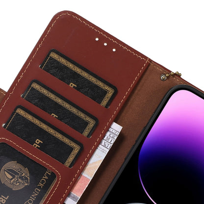 For Samsung Galaxy S22 Ultra 5G Genuine Leather Magnetic RFID Leather Phone Case(Coffee) - Galaxy S22 Ultra 5G Cases by buy2fix | Online Shopping UK | buy2fix