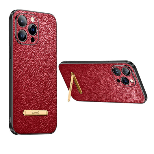 For iPhone 13 Pro SULADA Invisible Bracket Leather Back Cover Phone Case(Red) - iPhone 13 Pro Cases by SULADA | Online Shopping UK | buy2fix