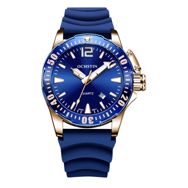 OCHSTIN 7002A Multifunctional Quartz Waterproof Luminous Men Watch(Rose Gold+Blue) - Silicone Strap Watches by OCHSTIN | Online Shopping UK | buy2fix