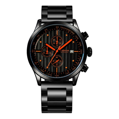 OCHSTIN 7244 Fashion Steel Strap Multifunctional Quartz Men Watch(Black Orange) - Metal Strap Watches by OCHSTIN | Online Shopping UK | buy2fix