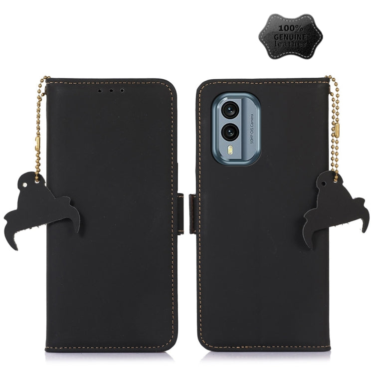 For Nokia X30 5G Genuine Leather Magnetic RFID Leather Phone Case(Black) - Nokia Cases by buy2fix | Online Shopping UK | buy2fix