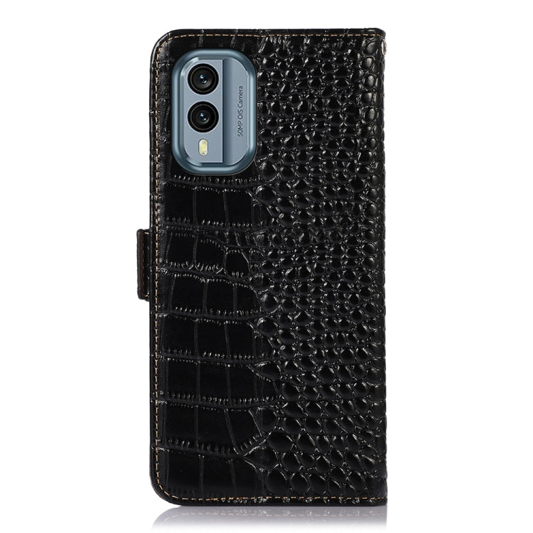 For Nokia X30 5G Crocodile Top Layer Cowhide Leather Phone Case(Black) - Nokia Cases by buy2fix | Online Shopping UK | buy2fix