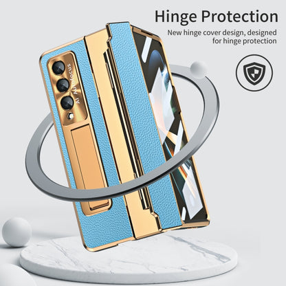 For Samsung Galaxy Z Fold4 Integrated Full Coverage Phone Case with Hinge(Gold+Blue) - Galaxy Z Fold4 5G Cases by buy2fix | Online Shopping UK | buy2fix