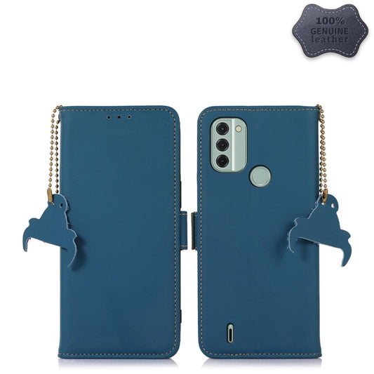 For Nokia C31 Genuine Leather Magnetic RFID Leather Phone Case(Blue) - Nokia Cases by buy2fix | Online Shopping UK | buy2fix