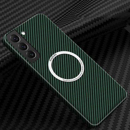 For Samsung Galaxy S23+ 5G Carbon Fiber Texture MagSafe Magnetic Phone Case(Green) - Galaxy S23+ 5G Cases by buy2fix | Online Shopping UK | buy2fix