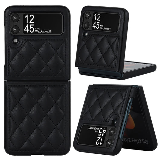 For Samsung Galaxy Z Flip4 Rhombic Microfiber Folding Phone Case(Black) - Galaxy Z Flip4 5G Cases by buy2fix | Online Shopping UK | buy2fix