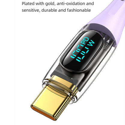 USAMS Type-C to Type-C PD100W Aluminum Alloy Transparent Digital Display Fast Charge Data Cable, Cable Length:1.2m(Purple) -  by USAMS | Online Shopping UK | buy2fix