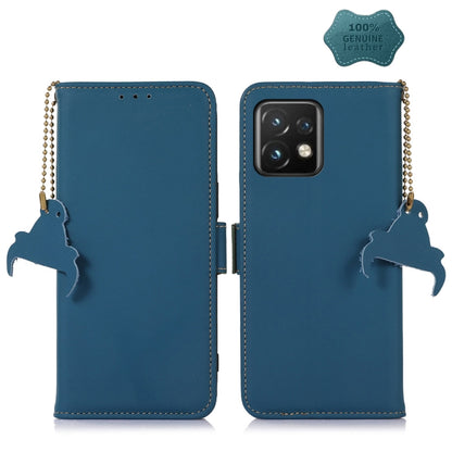 For Motorola Moto X40 Pro Genuine Leather Magnetic RFID Leather Phone Case(Blue) - Motorola Cases by buy2fix | Online Shopping UK | buy2fix