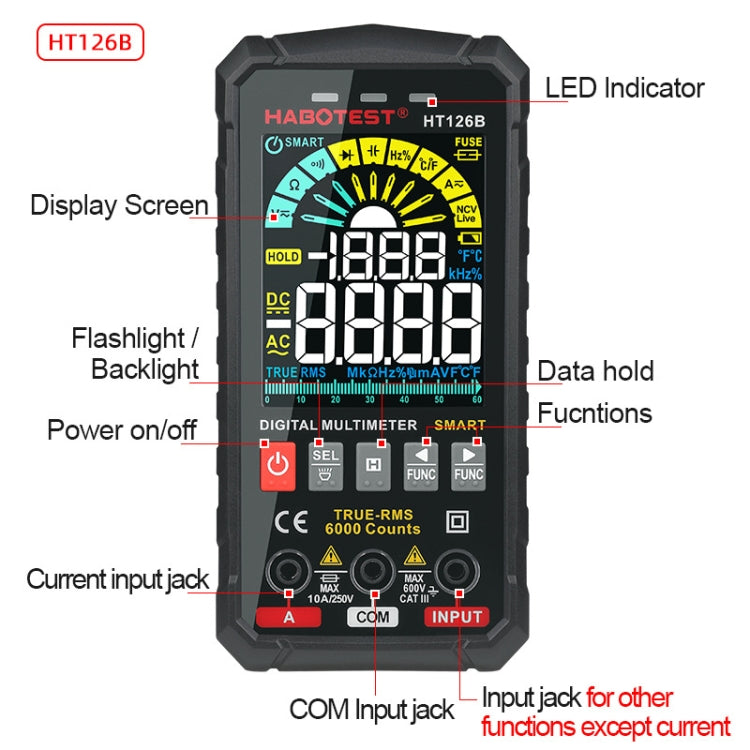 HABOTEST HT126B Digital High Precision Mini Multimeter - Consumer Electronics by buy2fix | Online Shopping UK | buy2fix