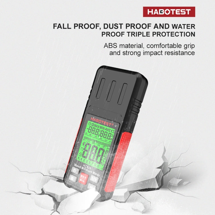 HABOTEST HT633 Portable Multifunctional Digital Display Wood Moisture Detector - Consumer Electronics by buy2fix | Online Shopping UK | buy2fix